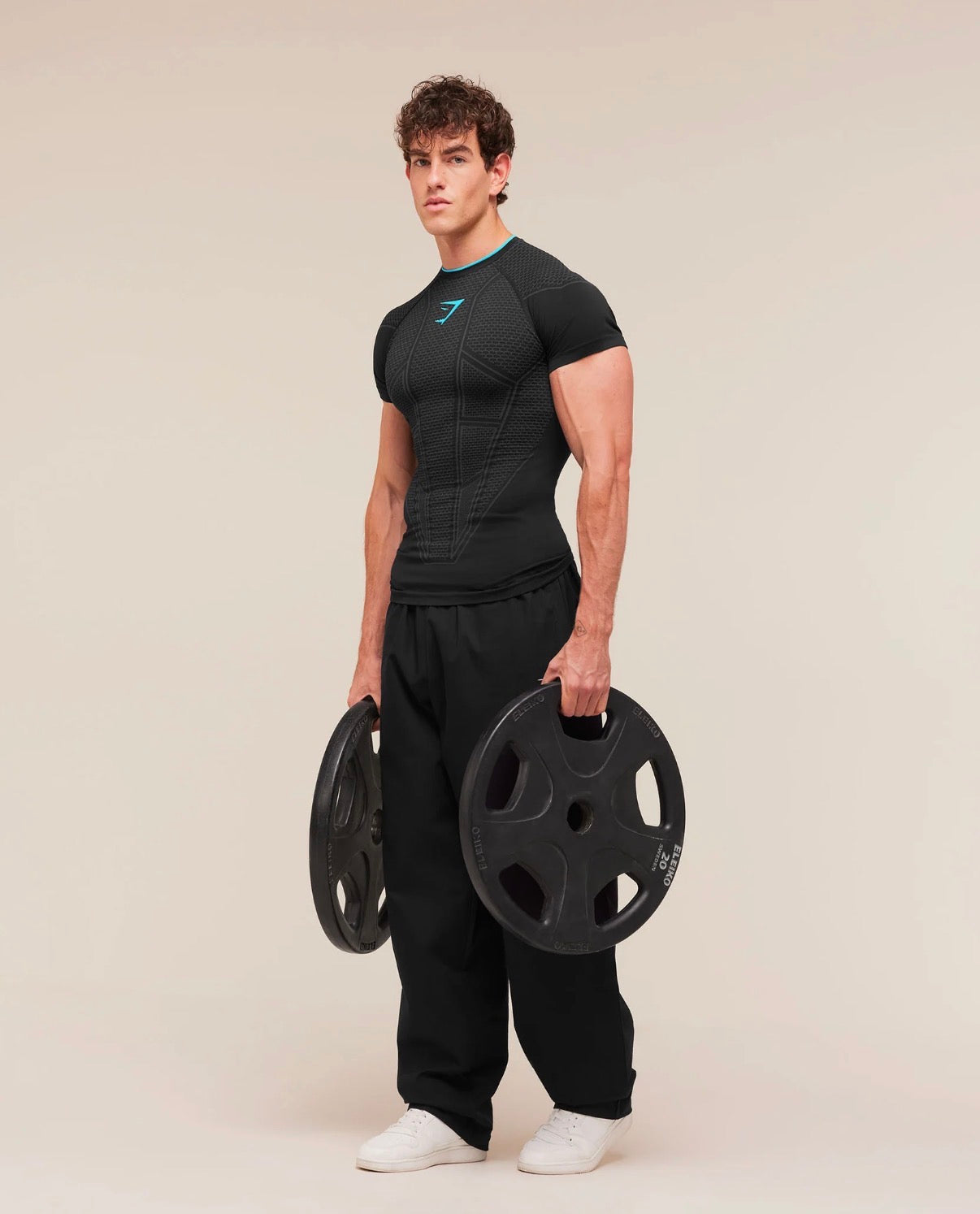 Gymshark Onyx V1 T-Shirt - Black/ Onyx Grey/Brand Blue