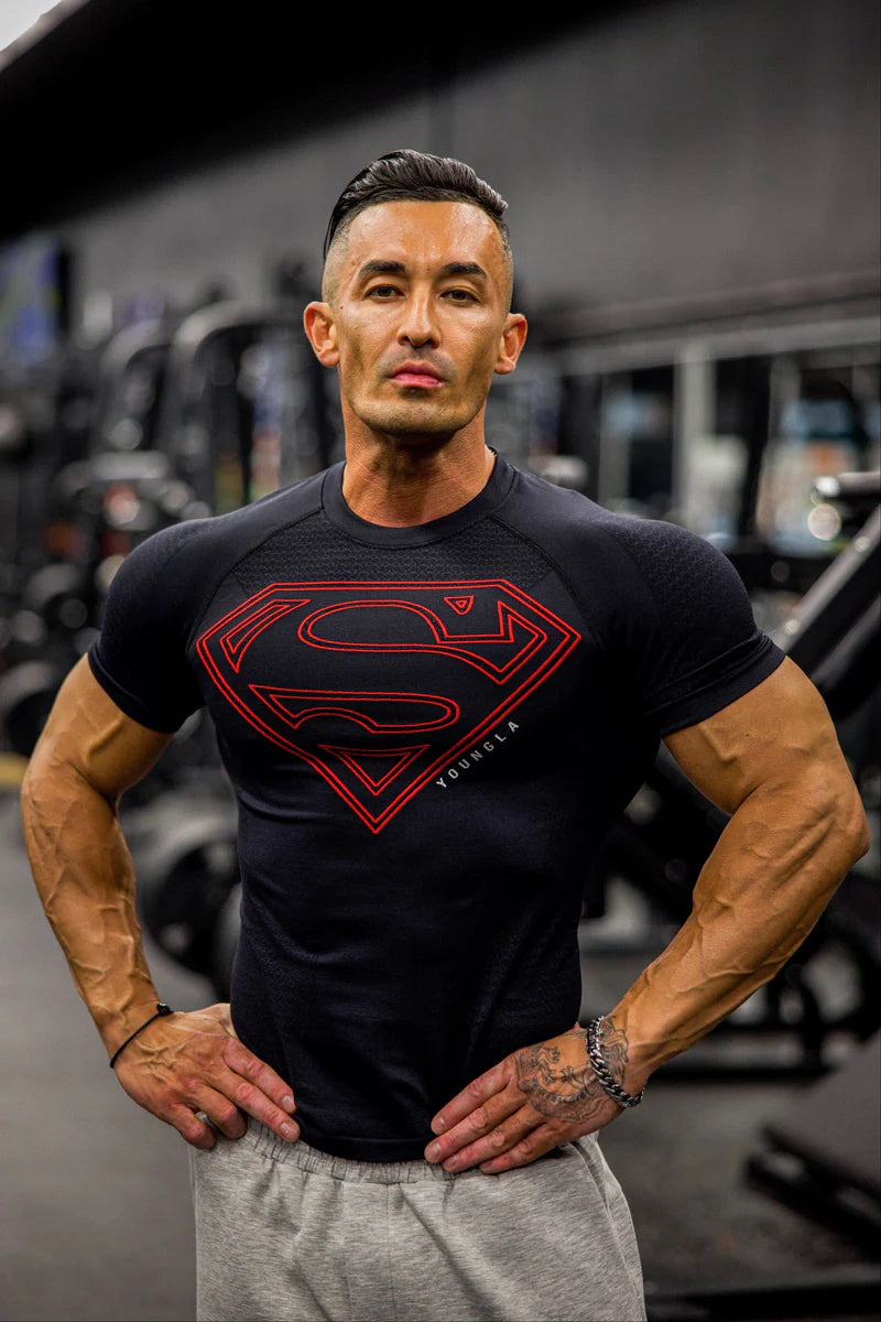 Superman Compressor Tees Black/Red