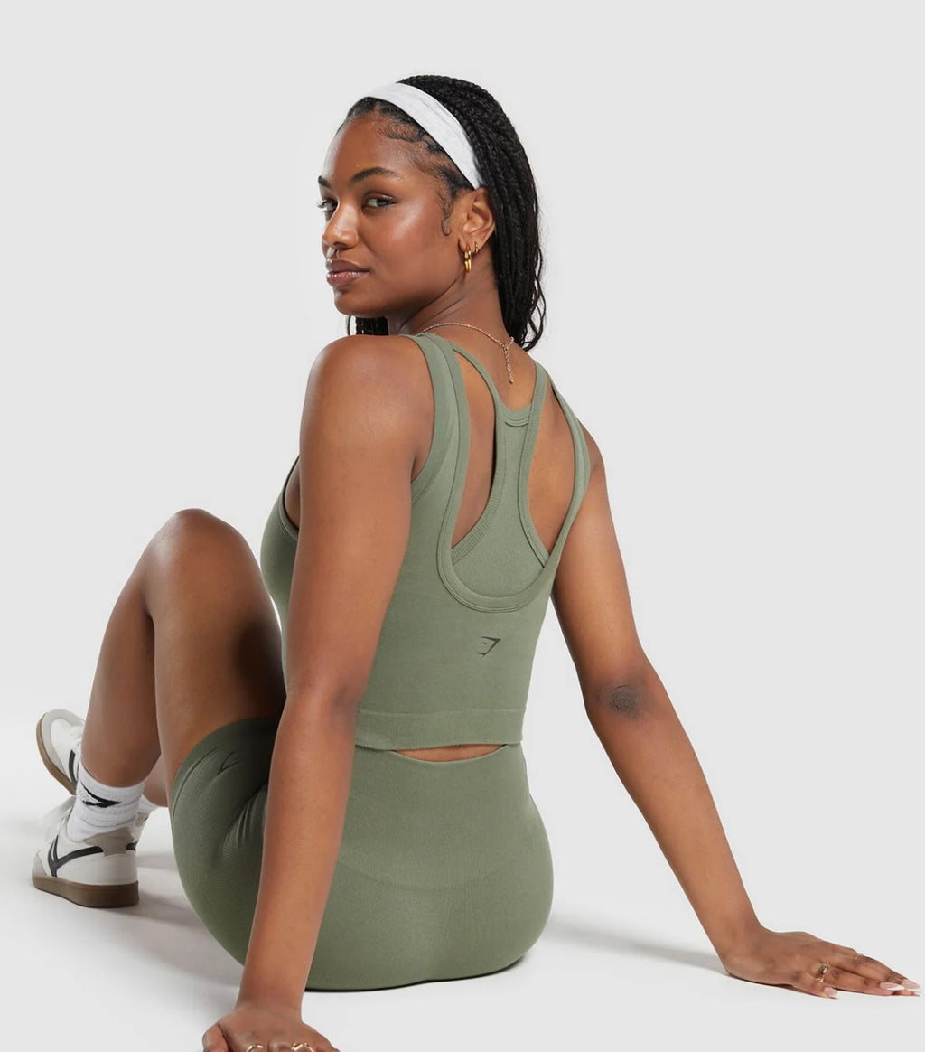 RIBBED COTTON SEAMLESS BODY FIT TANK