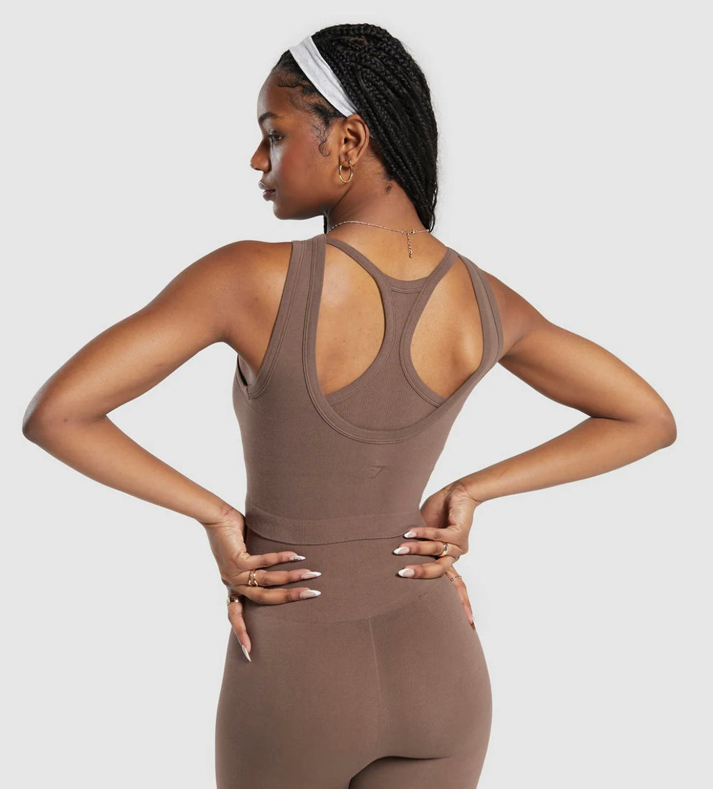 RIBBED COTTON SEAMLESS BODY FIT TANK